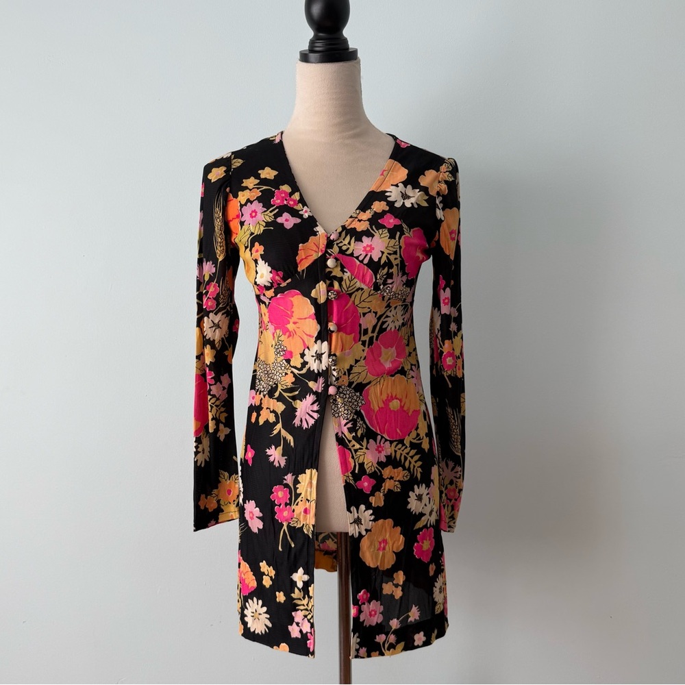 ✨ Vintage The Company Floral Tunic Top Duster Dress 70s Inspired Boho XS ✨